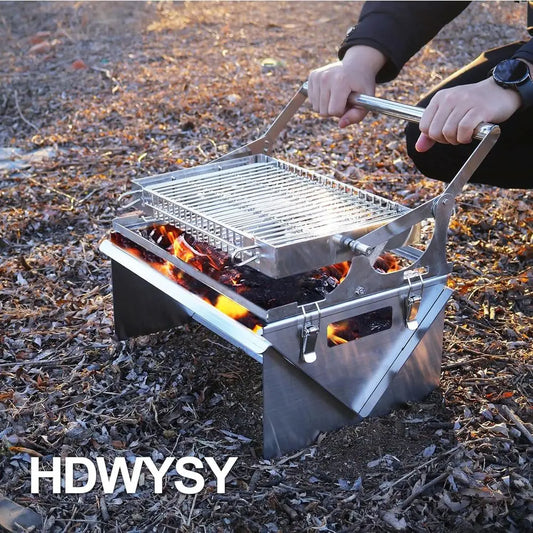 360° Swivel Charcoal Grill with Flipping Basket – 304 Stainless Steel Portable BBQ Smoker