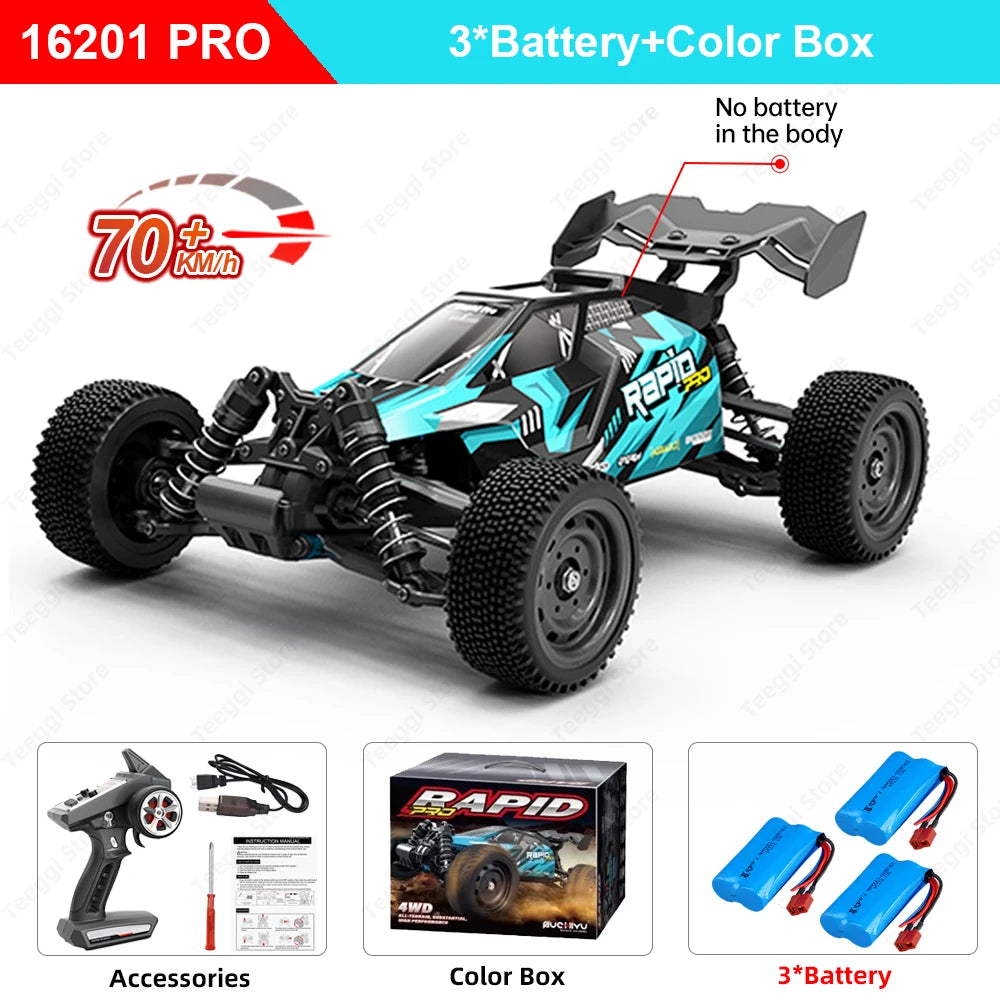 Teeggi 16101 / 16102 PRO 1:16 RC Drift Car – 70KM/H Brushless 4WD Off-Road Monster Truck with LED Lights