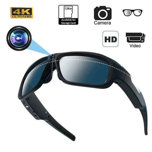 4K HD Smart Camera Glasses with 64GB Storage & Hands-Free POV Recording