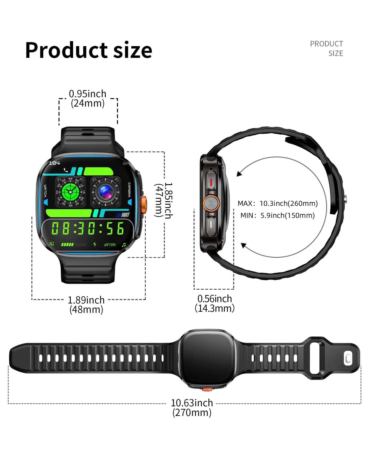 LOKMAT APPLLP 6 MAX – Android Smart Watch Phone | 2.16-Inch AMOLED Display | 4G/5G SIM | Rotating Camera | AI ChatGPT Integration
