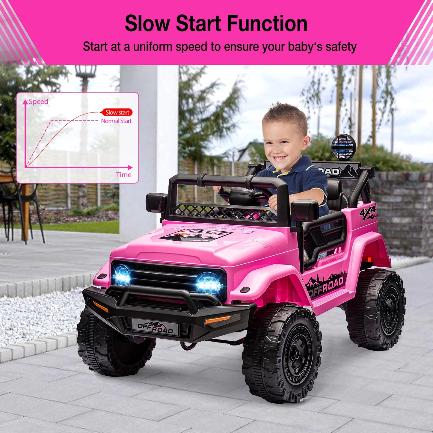 12V Ride-On Truck for Kids – 2 Seater Electric Vehicle with Remote Control, Bluetooth Audio & LED Lights