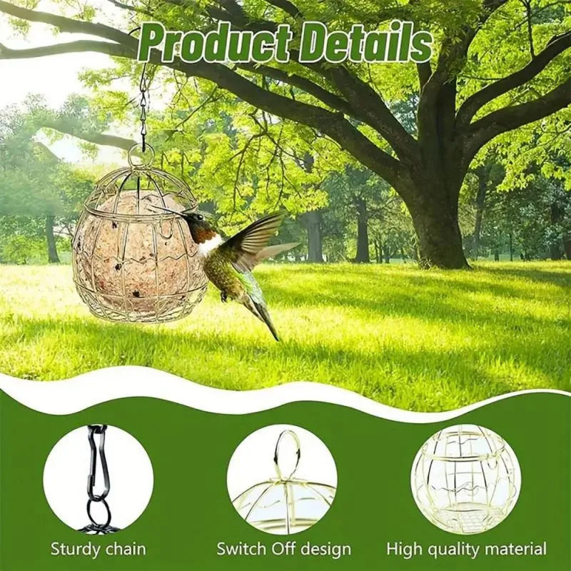 6PCS Metal Suet Ball Bird Feeder Set with Hanging Chains for Outdoor Wild Birds