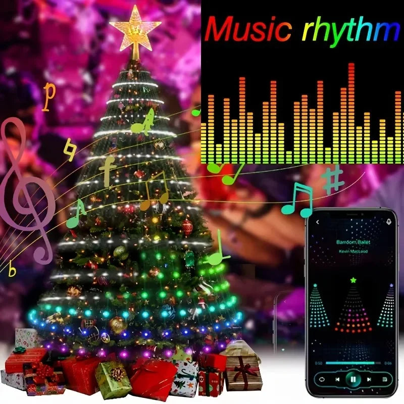 MIMIRGB 6.89FT Smart Christmas Tree Light 400 LED Indoor String Light with Remote Control DIY Text Christmas Tree Decoration