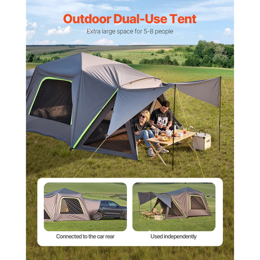 SUV Camping Tent Waterproof PU2000mm – 5–8 Person Car Tailgate Tent with Awning