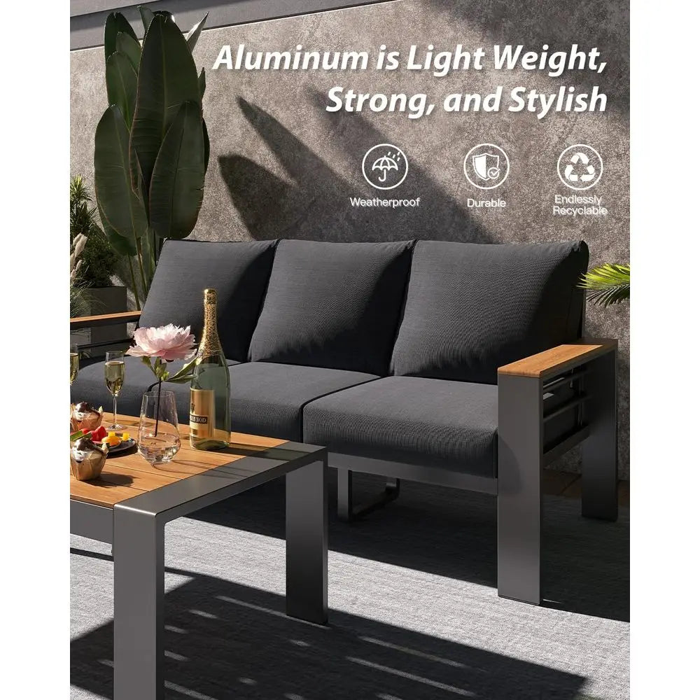 5-Seat Outdoor Sectional Patio Set with Coffee Table, Upgraded Cushions for Backyard, Garden & Poolside
