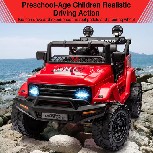 12V Ride-On Truck for Kids – 2 Seater Electric Vehicle with Remote Control, Bluetooth Audio & LED Lights