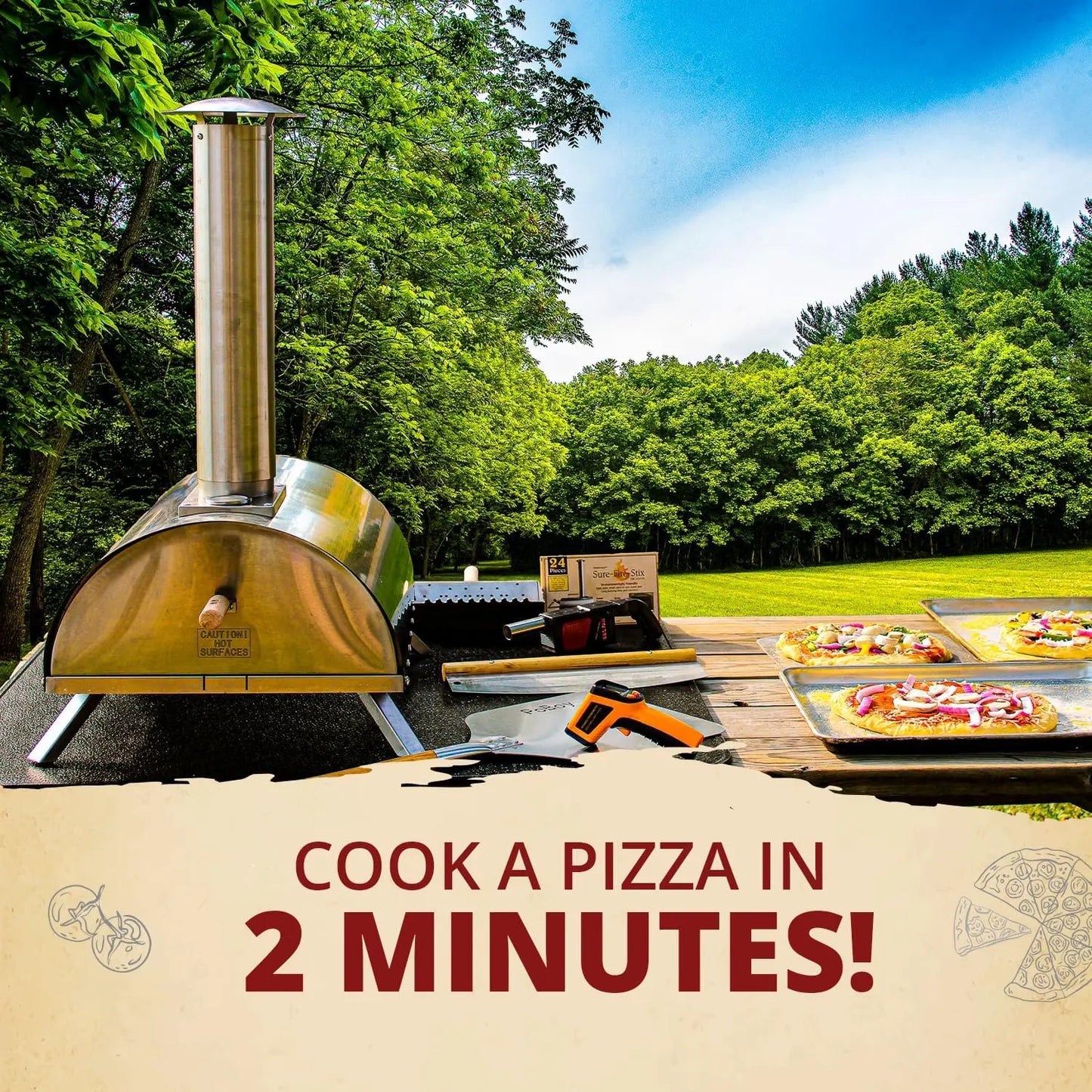 PoBoy Outdoor Pellet Pizza Oven – Portable Wood-Fired Oven with 13" Stone, Peel, Blower & Accessories