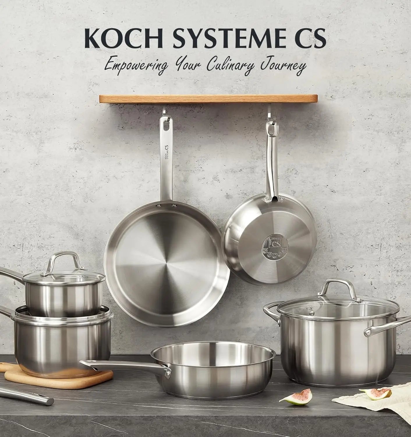 KOCH SYSTEME CS 10-Piece Stainless Steel Cookware Set – Induction Ready, Oven Safe to 500°F