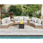 11-Piece Outdoor Wicker Sectional Sofa Set with Storage Wedge Table