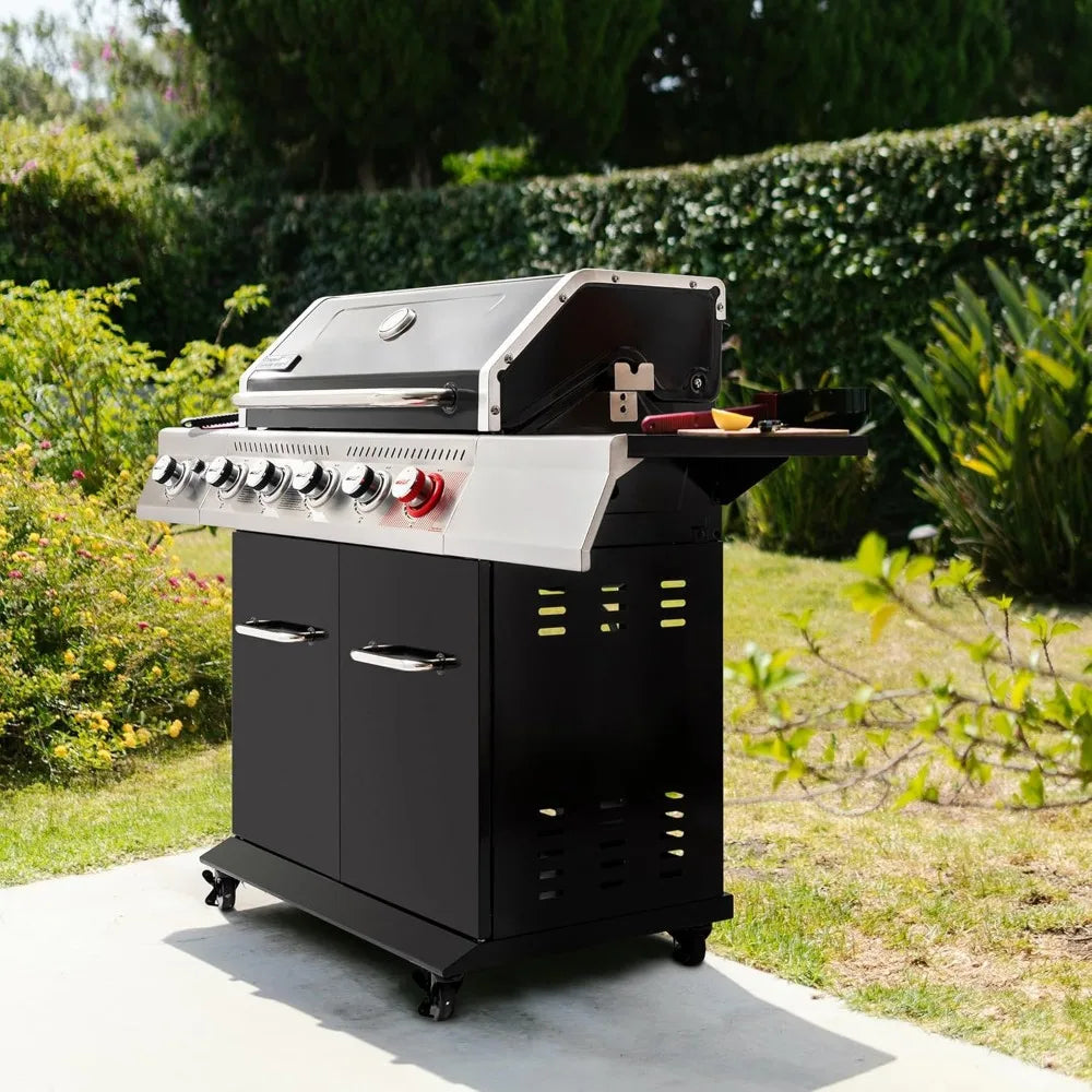 GA5404H 5-Burner Propane Gas Grill with Side Burner & Warming Rack – 64,000 BTU Outdoor BBQ Grill