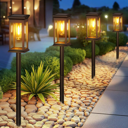 Upgraded Solar Pathway Garden Lights – 2/6/12-Pack – 2700K Warm White, IPX5 Waterproof, Auto-On – 12H Runtime