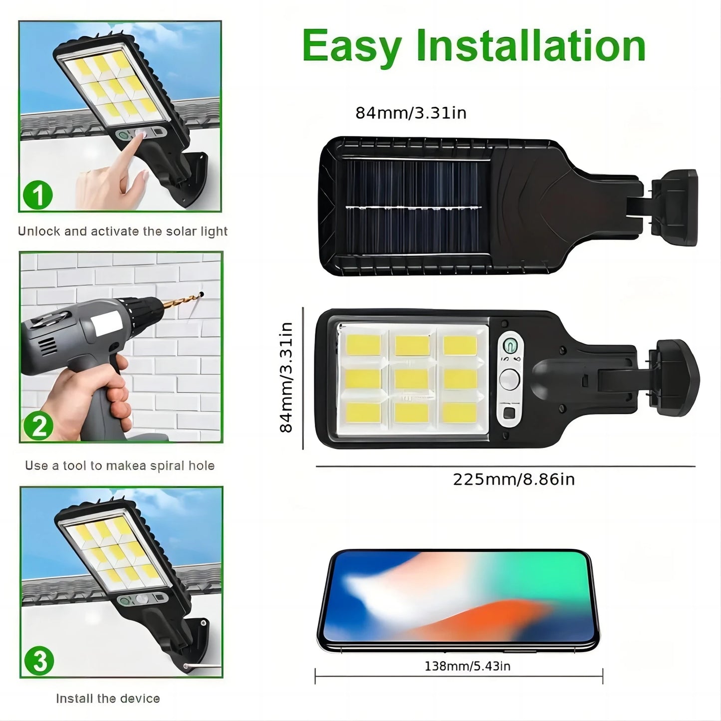 Solar Street Lights Outdoor with Motion Sensor & Remote Control