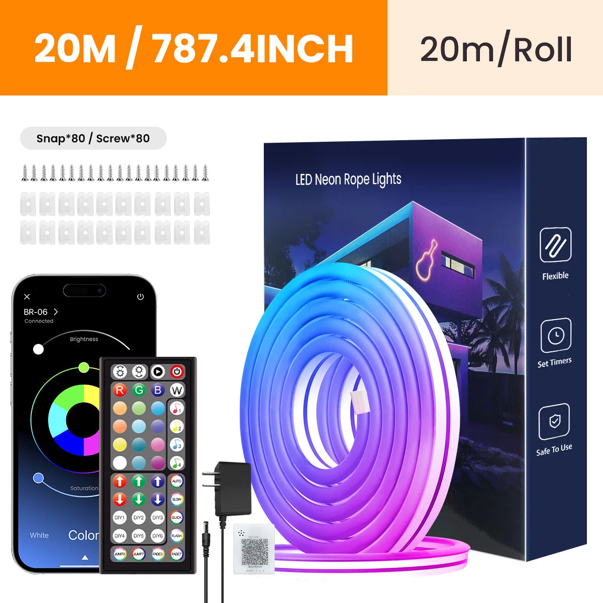 Flexible LED Light Strip With Remote And APP Control RGB Lighting Strip for Home/Bedroom