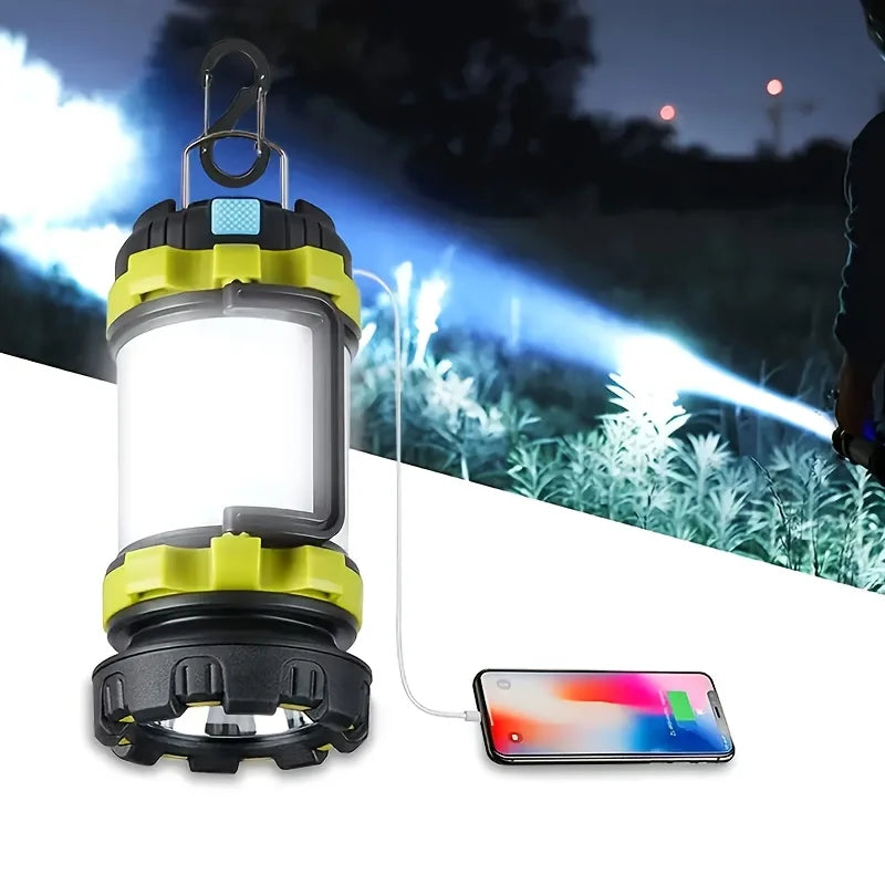 Rechargeable LED Camping Lantern 1000LM Flashlight with Power Bank & 6 Lighting Modes