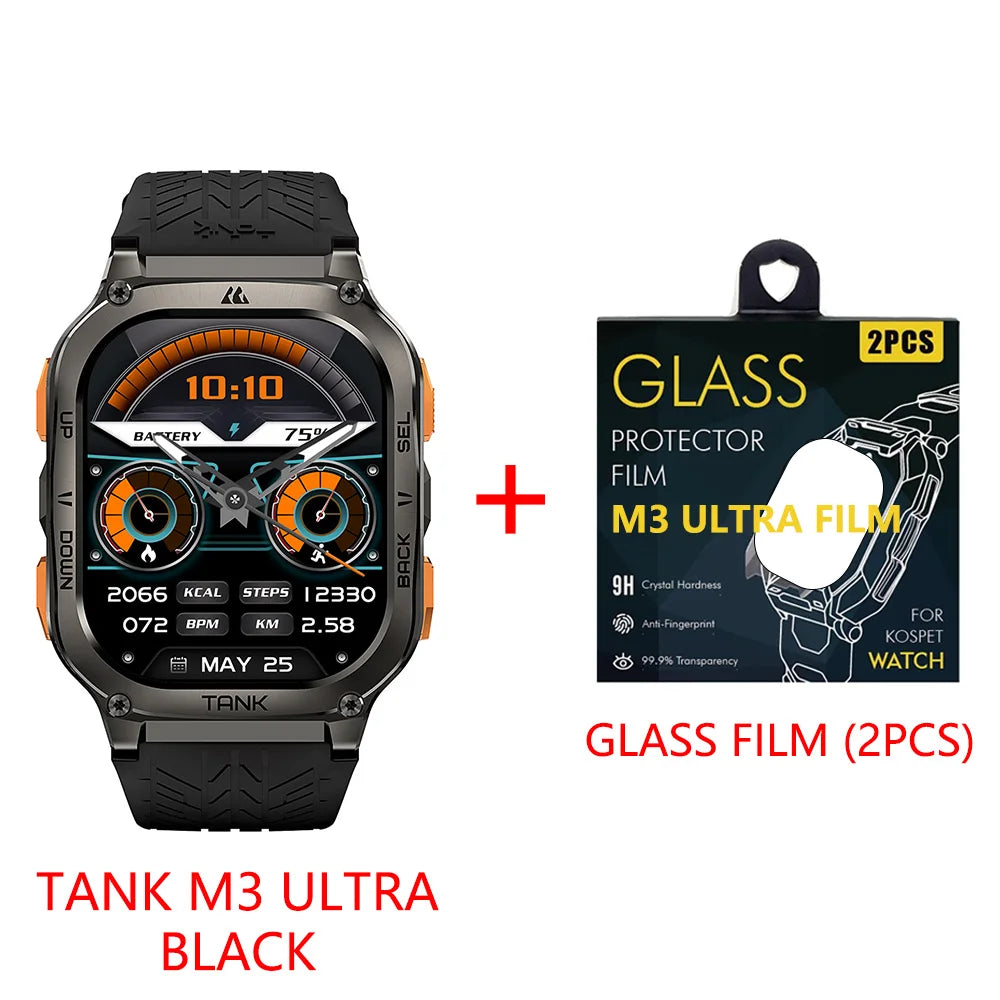 2025 Original KOSPET TANK M3 Ultra GPS Smart Watch For Men Stainless Steel 5ATM IP69K Waterproof AOD AMOLED 24/7 Health Monitor