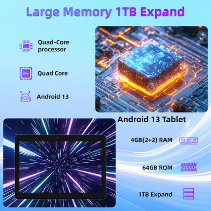 BAKEN 10.1-Inch Android 13 Tablet 2-in-1 Set – 4GB(2+2)+64GB