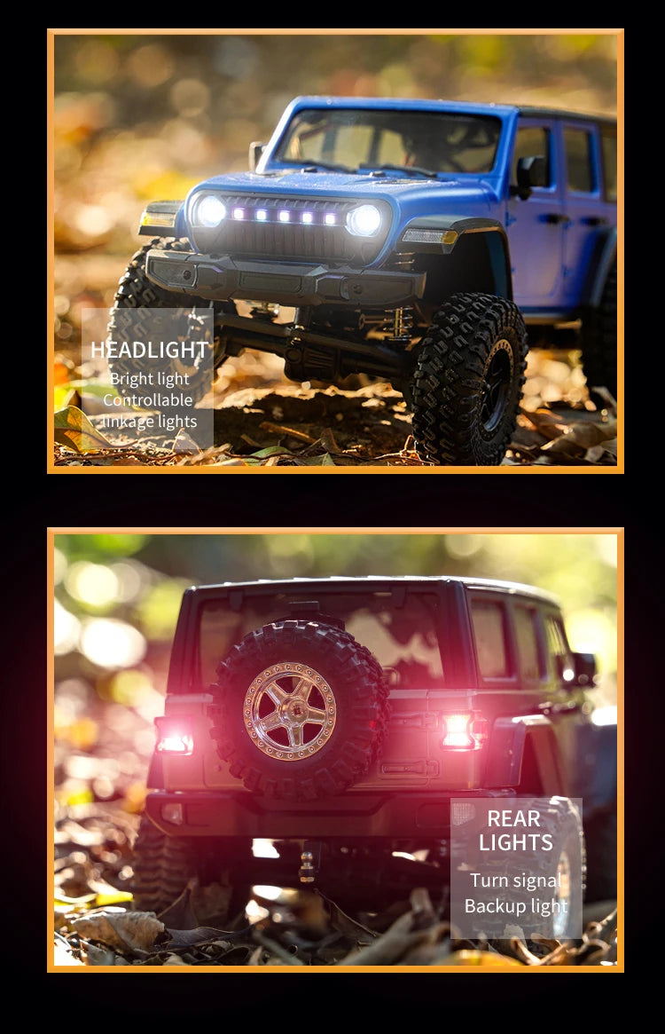 C8801 1:18 RC Climbing Jeep – 4WD Off-Road Rock Crawler with Lights, 2.4GHz Remote, 370 Motor & Simulation Body