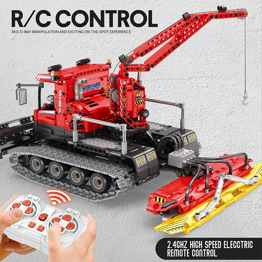 Reobrix RC Snow Groomer Building Kit – Motorized Construction Vehicle Toy with Remote Control, App Control, and Realistic Functions