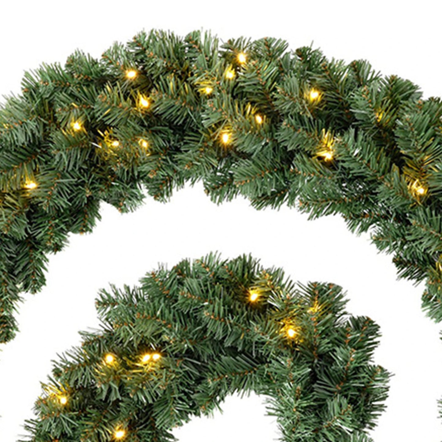 270cm Christmas Wreaths with 50 LED Lights Artificial Front Door Rattens Decor Xmas Faux Garland for Fireplace Stair Xmas Decor