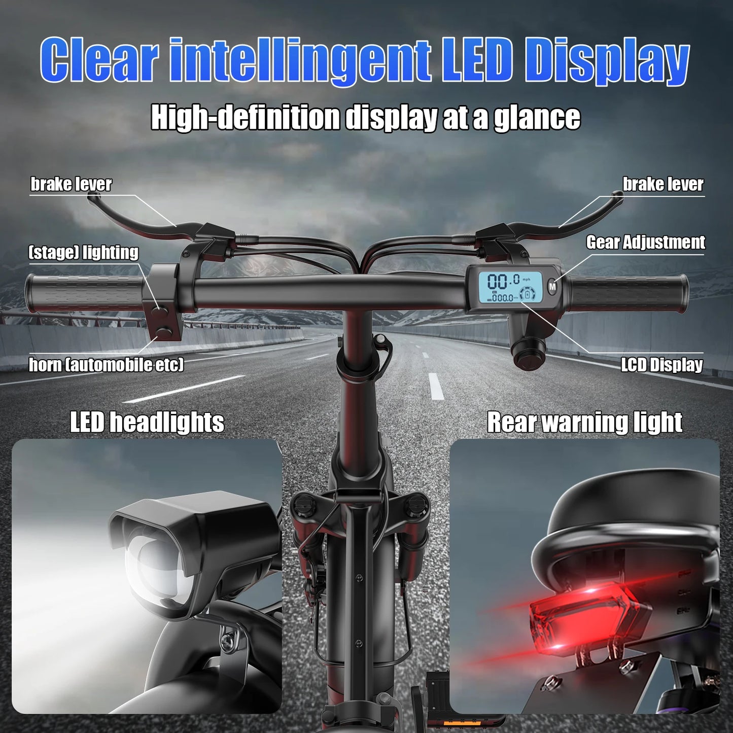 X-Koala Foldable Electric Bike for Adults – 500W Motor, 48V 15Ah Removable Battery, 25MPH Folding E‑Bike with LCD Display
