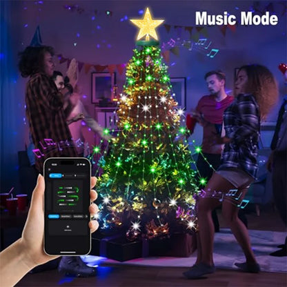 7FT 400LEDs Smart LED Dynamic RGB Color App Music Sync Timer Christmas Tree Lights