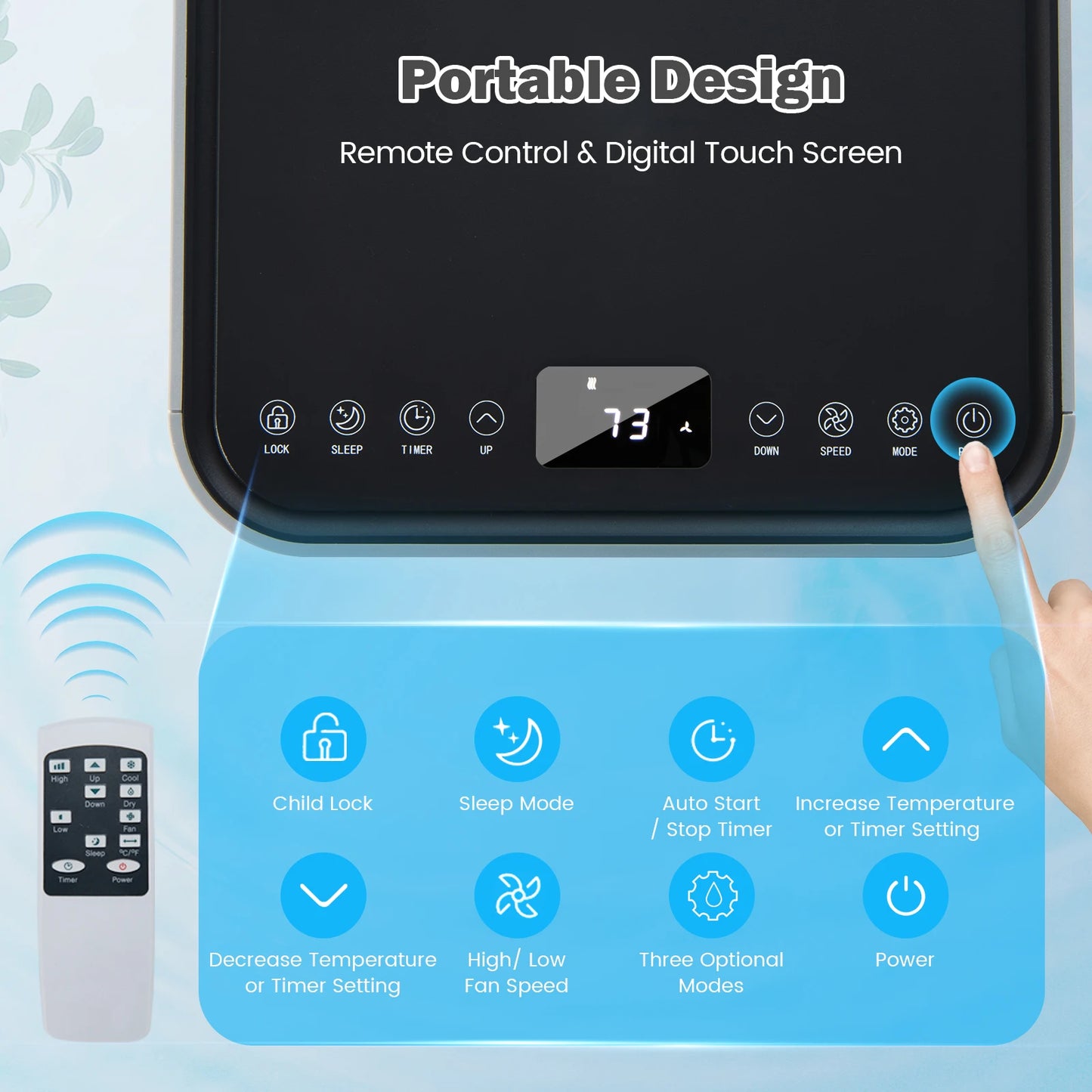 8000 BTU Portable Air Conditioner 3-in-1 with Dehumidifier, Fan Mode, Remote Control, and Window Kit – Ideal for Rooms up to 230 sq. ft.