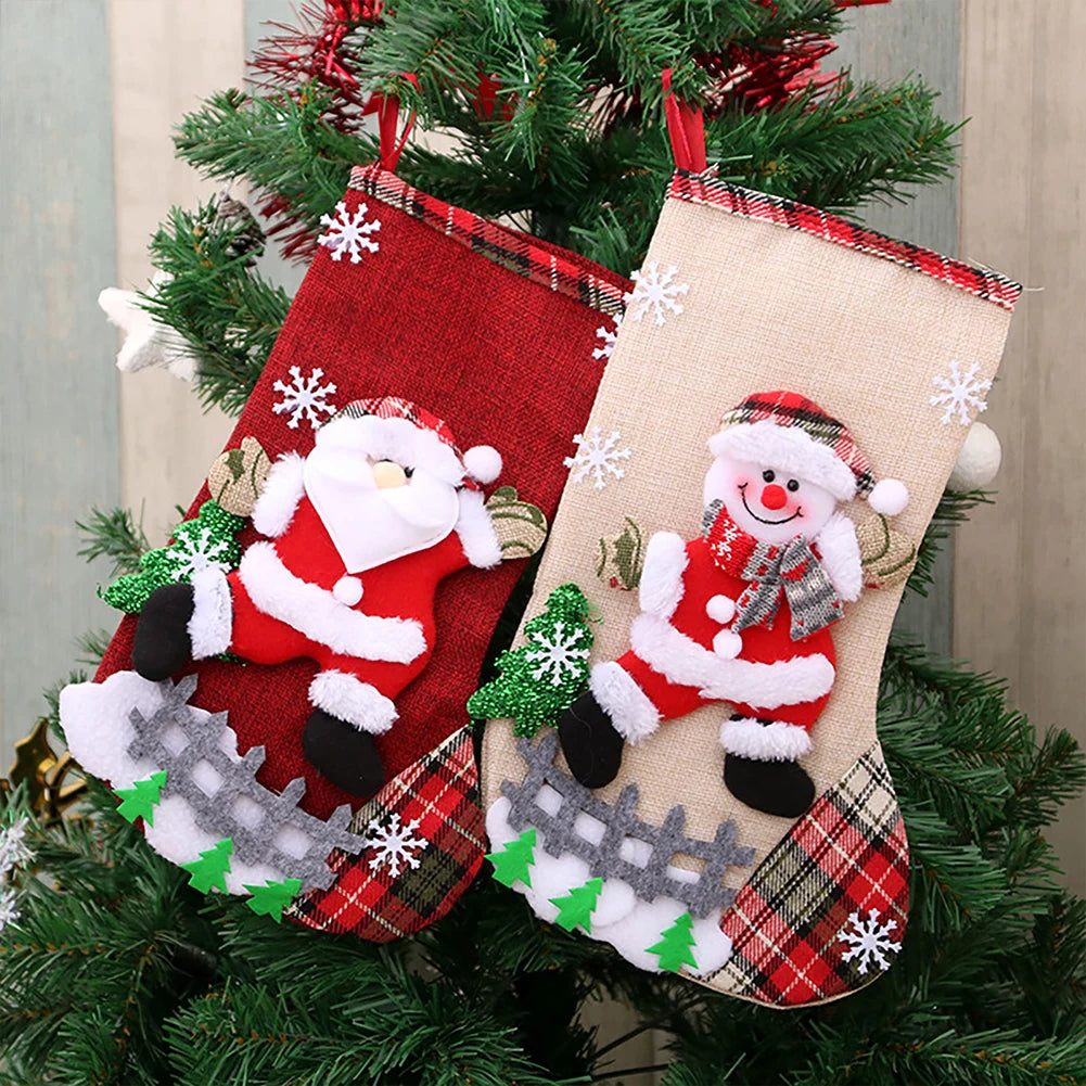 4Pcs Christmas Stockings Set – Santa, Snowman, Bear & Elk