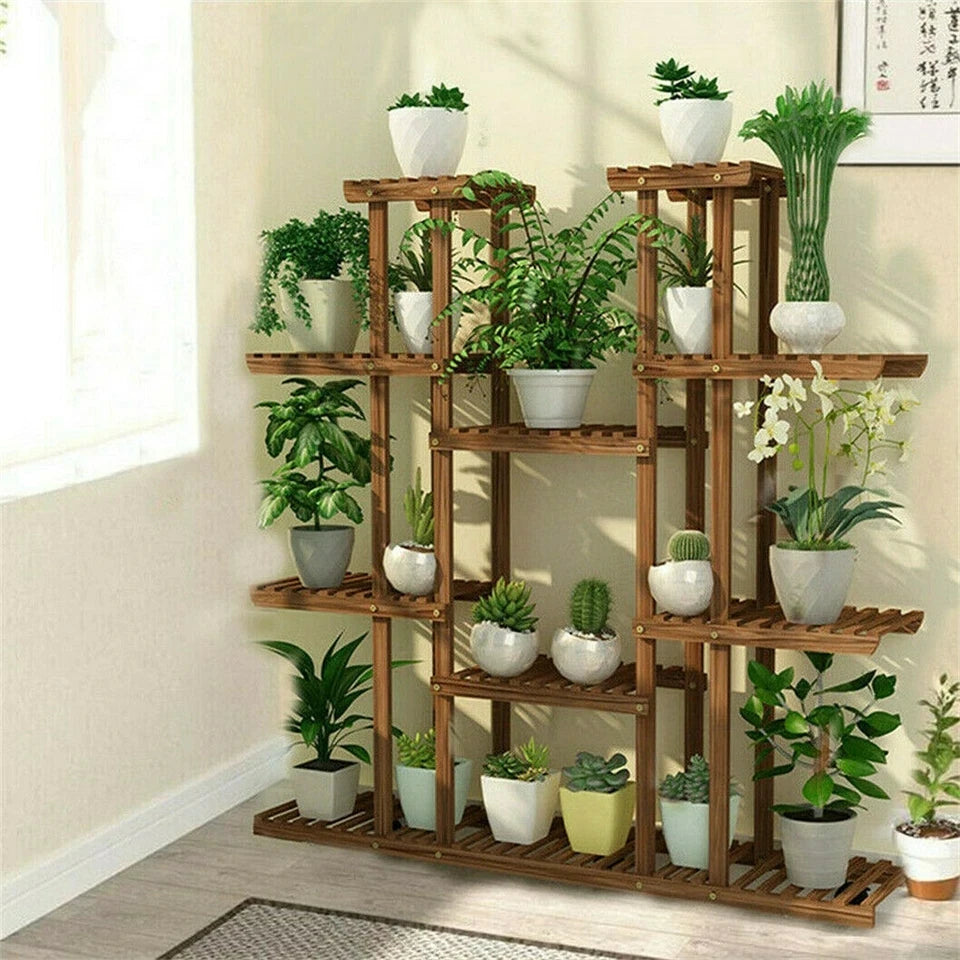 46" Multi-Tier Wooden Plant Stand – Indoor & Outdoor Flower Display Shelf