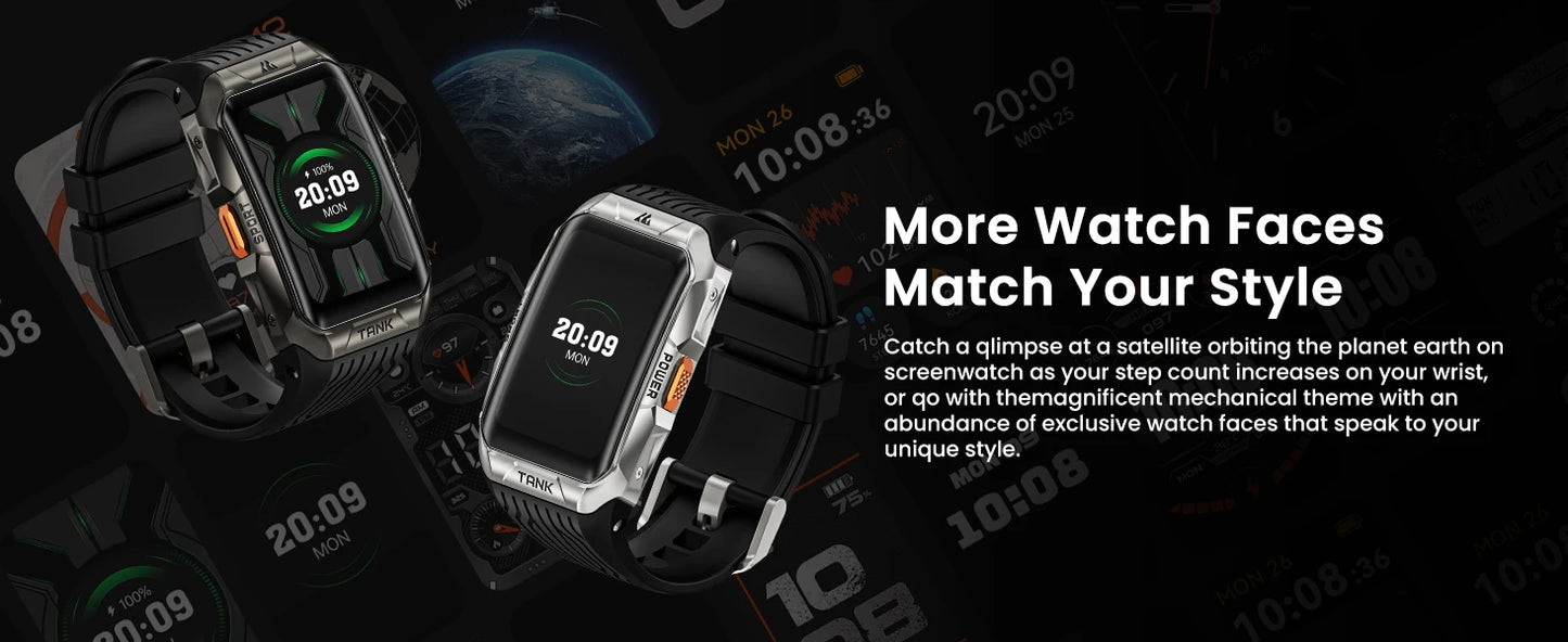 KOSPET TANK X2 Ultra GPS Smart Watch – Military Grade, 3D Curved AMOLED Display, Compass & Altimeter, Waterproof Smartwatch