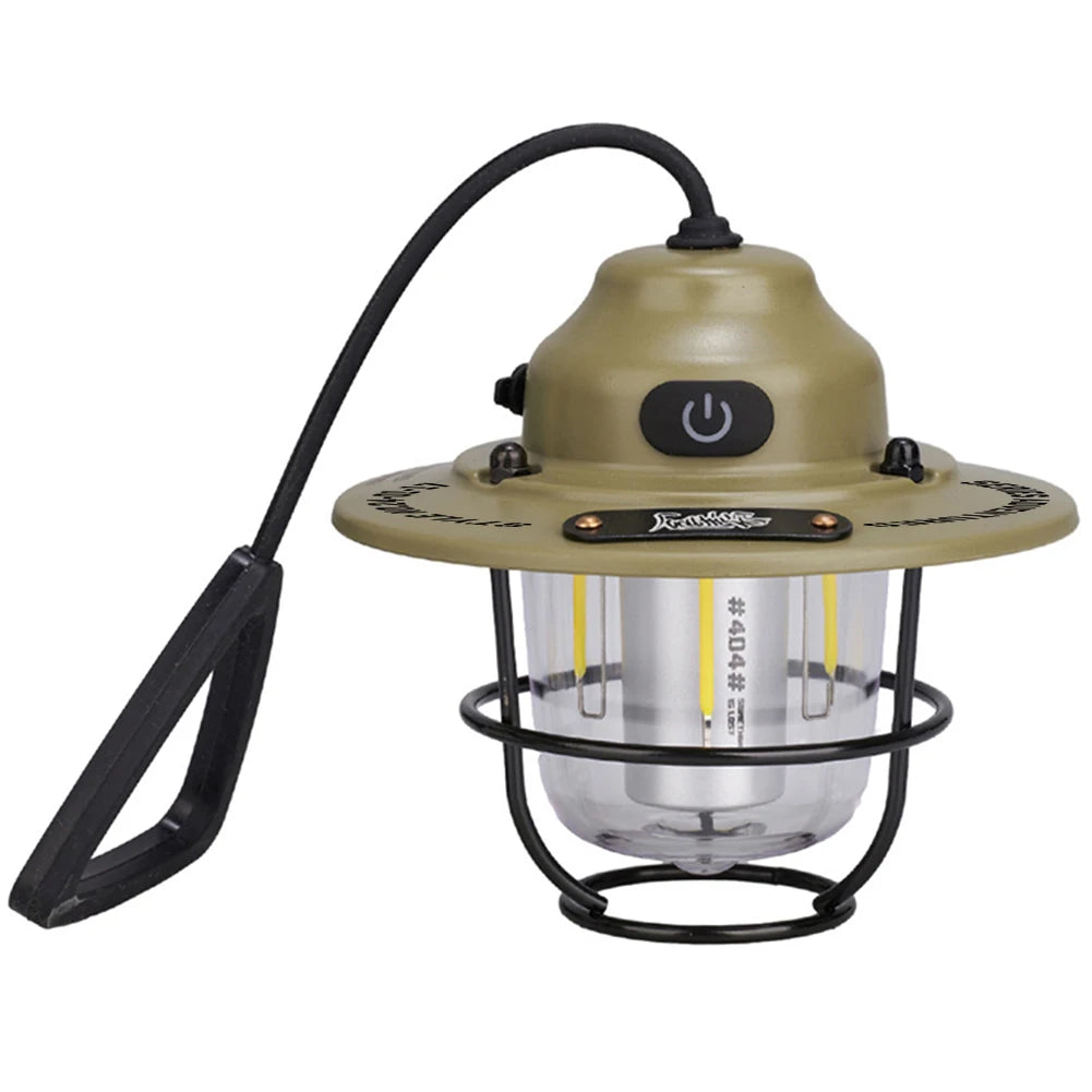 Retro LED Camping Lantern with Type-C Charging & 4 Light Modes