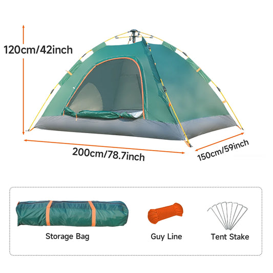 2-3 Person Pop Up Camping Tent with Instant Setup, Waterproof & Windproof Outdoor Shelter