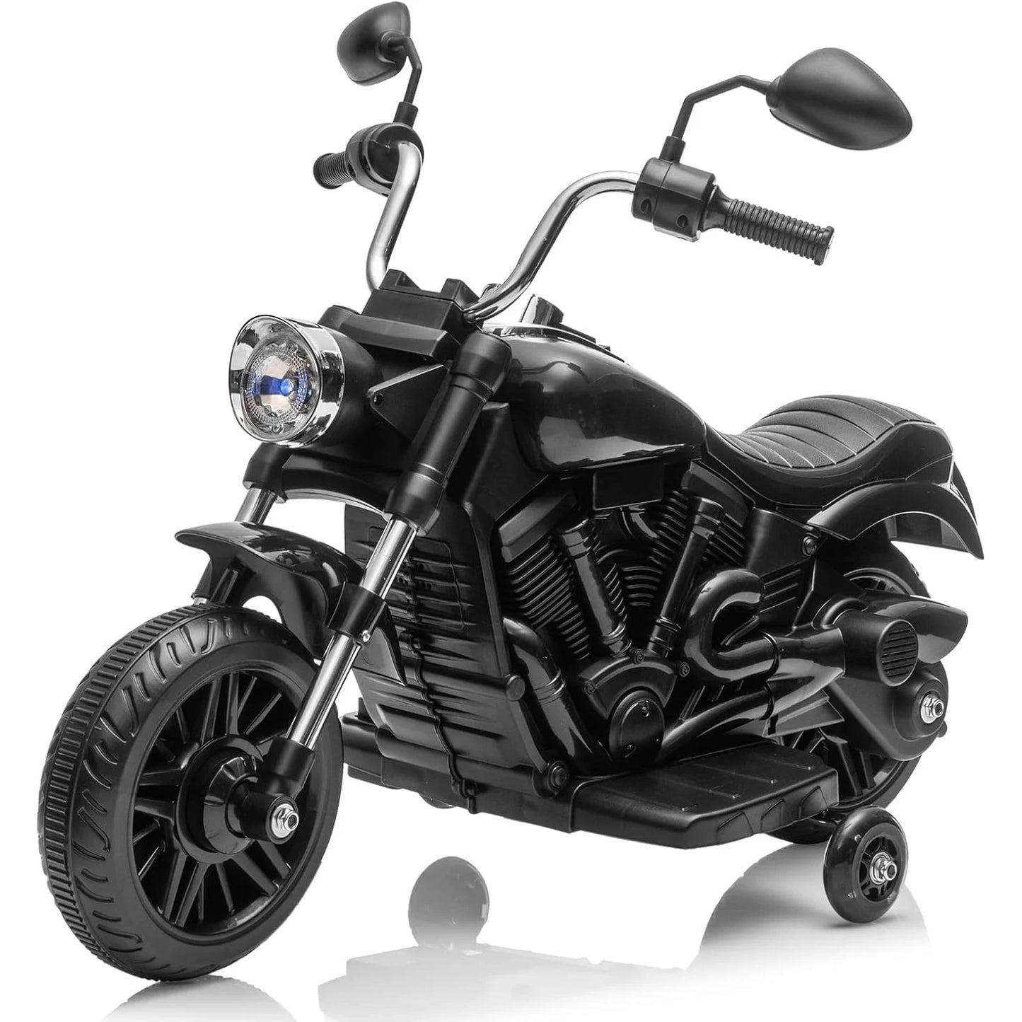 3-Wheel Kids Ride-On Motorcycle – 12V Electric Bike with Headlight, Training Wheels, Music, & Reverse Mode