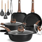 16-Piece Nonstick Ceramic Cookware Set – Healthy Non-Toxic Pots and Pans with Grill Pan & Utensils