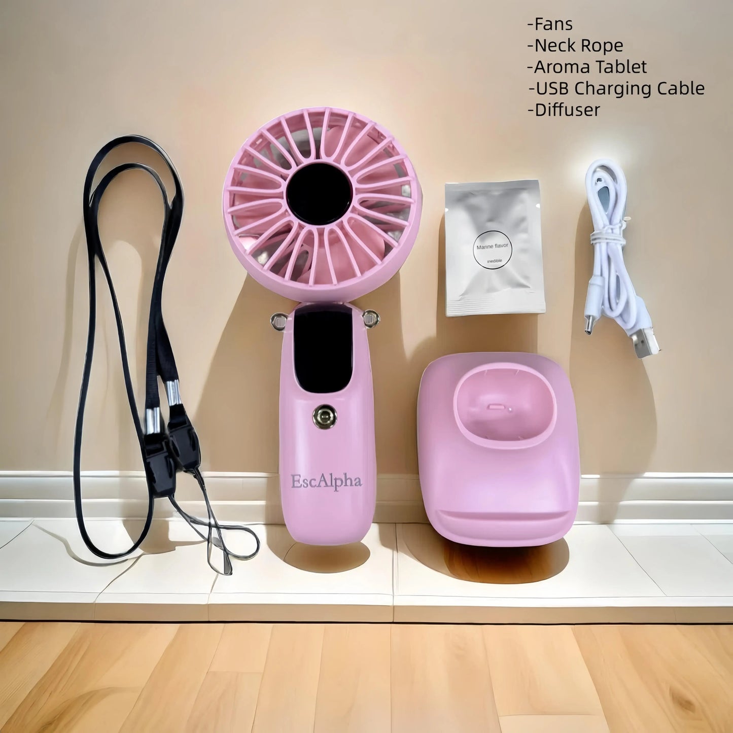 USB Rechargeable Silent Fan Set for Summer Gift, Multi-Purpose 6-Speed Handheld Fan with Display, Summer Cooling, Portab