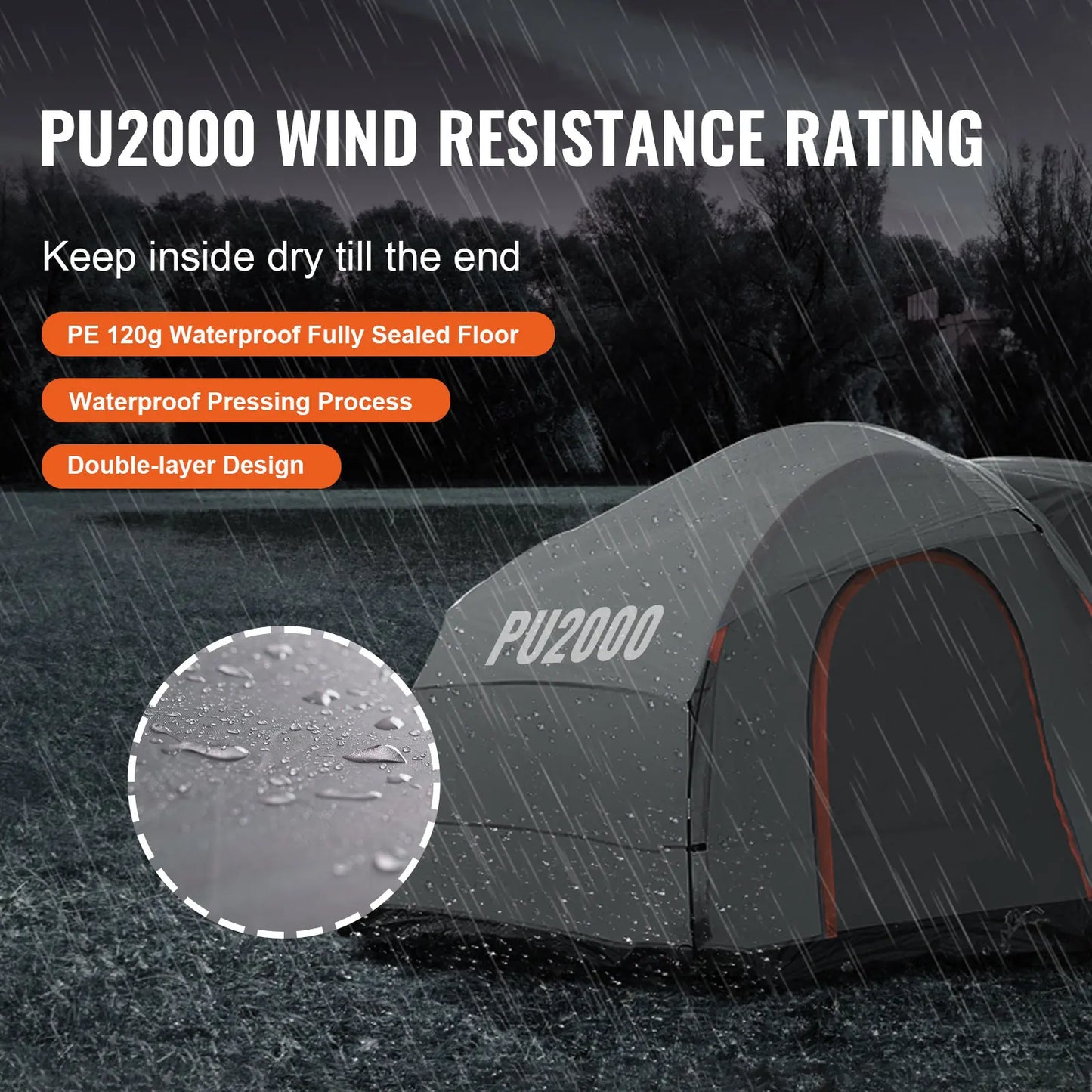 SucceBuy 8' x 8' SUV Camping Tent Attachment for 6-8 People with Rainfly & Carry Bag