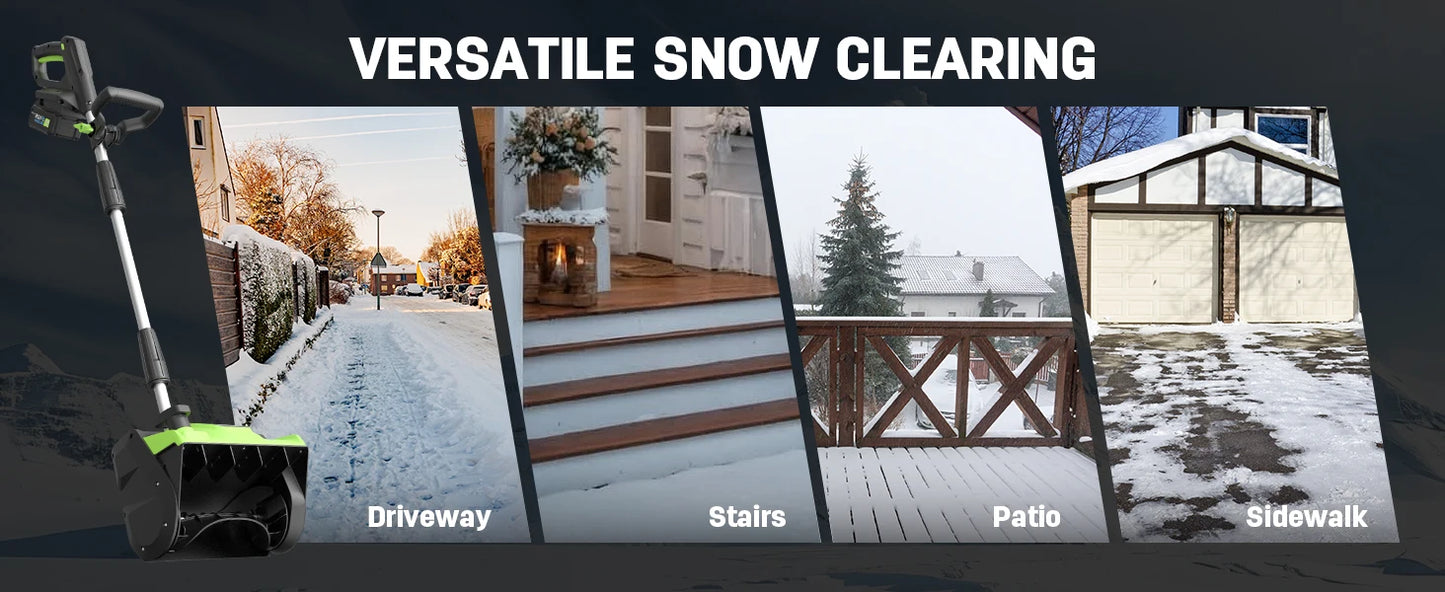 Deli 21V Cordless Snow Shovel with 4.0Ah Battery – 12" Clearing Width, 20FT Throw Distance, 60° Adjustable Chute & Lightweight Design