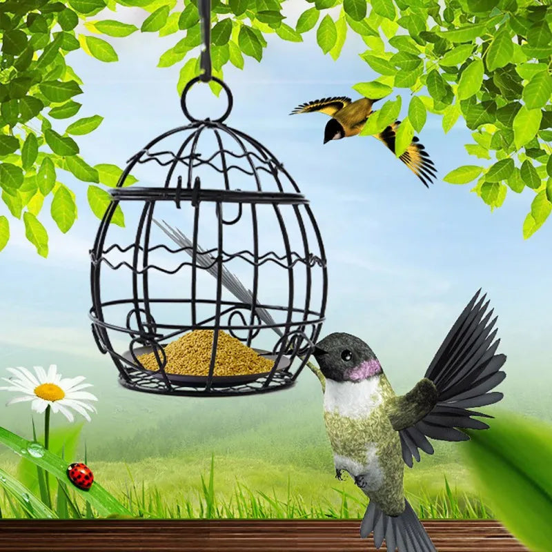 6PCS Metal Suet Ball Bird Feeder Set with Hanging Chains for Outdoor Wild Birds