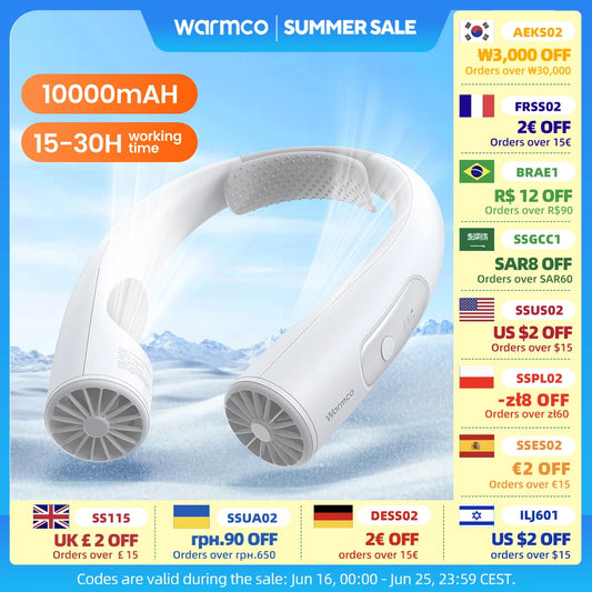 Warmco 10000mAh Portable Neck Fan