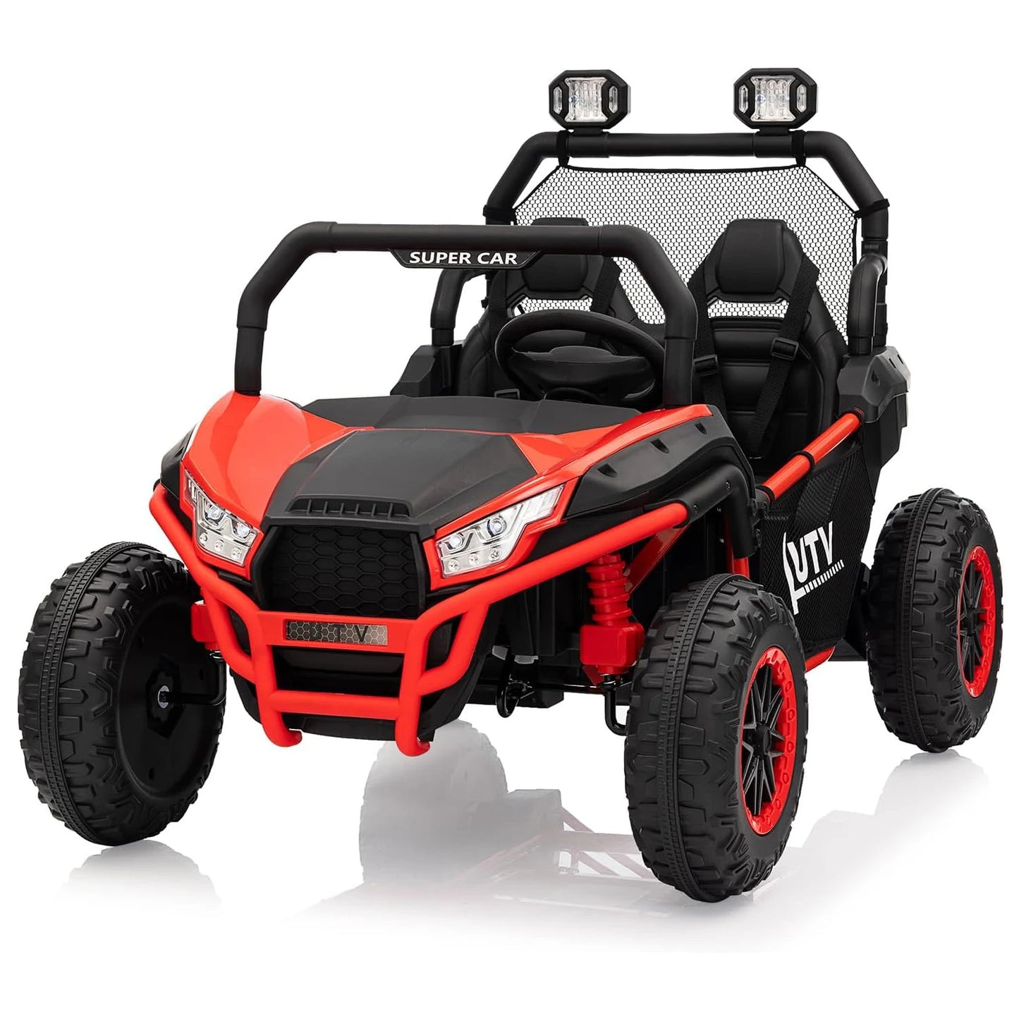 2-Seater 24V Kids UTV Ride-On Car with Remote Control – 400W Motors, 4-Wheel Suspension, LED Lights & Music for Ages 3+