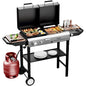 2-in-1 Propane Gas Grill & Charcoal Grill Combo with Lid – 12,000 BTU Gas Griddle + Charcoal BBQ Station