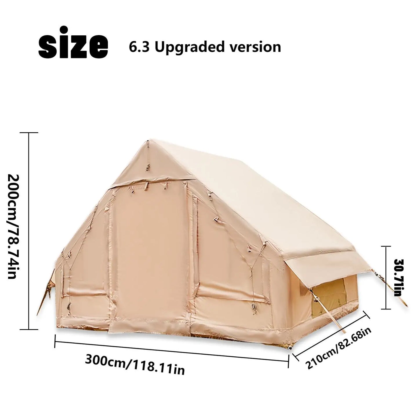 PAKICETUS Inflatable Camping Tent with Skylight, Quick Setup Family Glamping Tent for 4-6 People