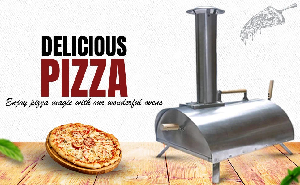 PoBoy Outdoor Pellet Pizza Oven – Portable Wood-Fired Oven with 13" Stone, Peel, Blower & Accessories