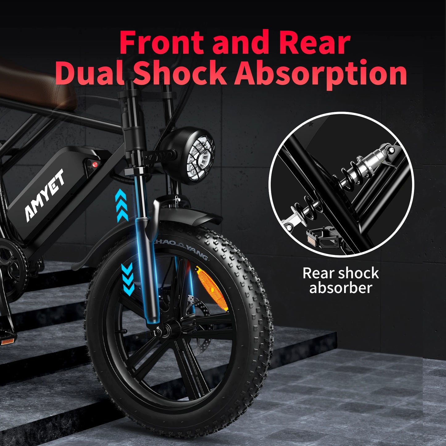 AMYET V9-G60 Electric Bike – 1000W Motor, 48V 20Ah Battery, Fat Tire E-Bike with Shimano 7-Speed & Dual Suspension