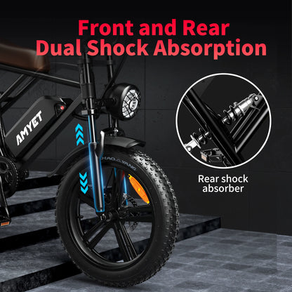 AMYET V9-G60 Electric Bike – 1000W Motor, 48V 20Ah Battery, Fat Tire E-Bike with Shimano 7-Speed & Dual Suspension