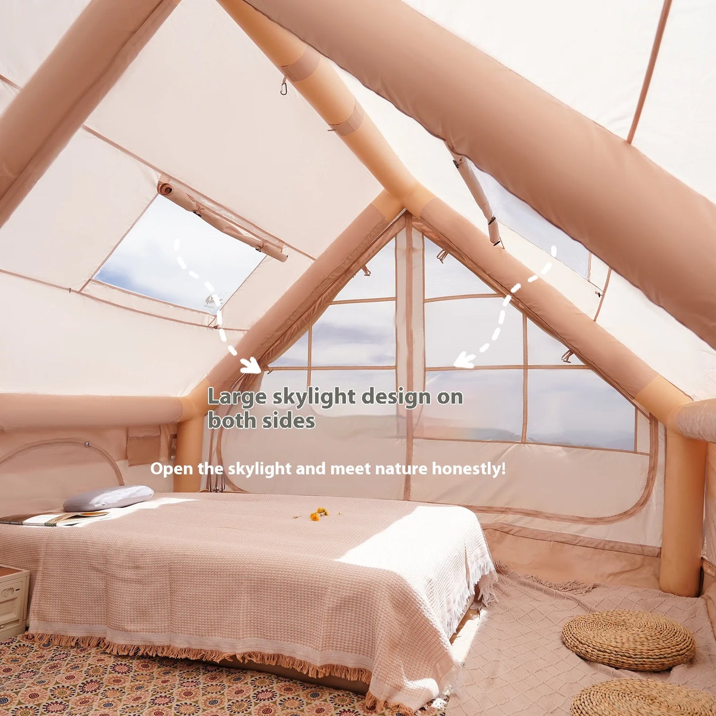 Inflatable Glamping Tent Luxury Air Tent for Camping with Stove Jack (4–8 Person)