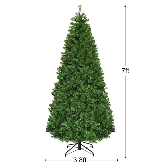 7Ft Pre-Lit Artificial Christmas Tree Premium Hinged w/ 500 LED Lights & Stand