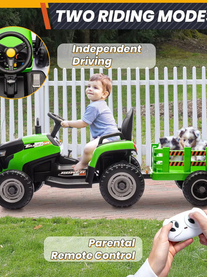 24V 2-Seater Ride-On Tractor Truck with Remote Control & Detachable Trailer – Perfect Gift for Kids Ages 2–6