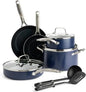 Blue Diamond 10-Piece Nonstick Cookware Set – Diamond Ceramic Coating, Toxin-Free, Dishwasher & Metal Utensil Safe