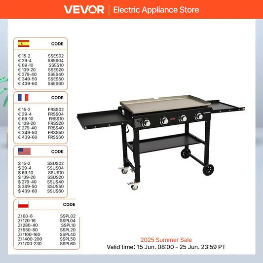 VEVOR 36" 4-Burner Gas Griddle BBQ Grill