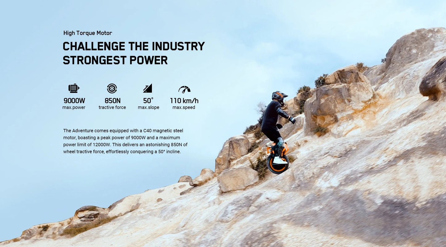 INMOTION Adventure V14 Electric Unicycle – 70km/h Speed, 2400Wh Battery, 9000W High Torque Motor